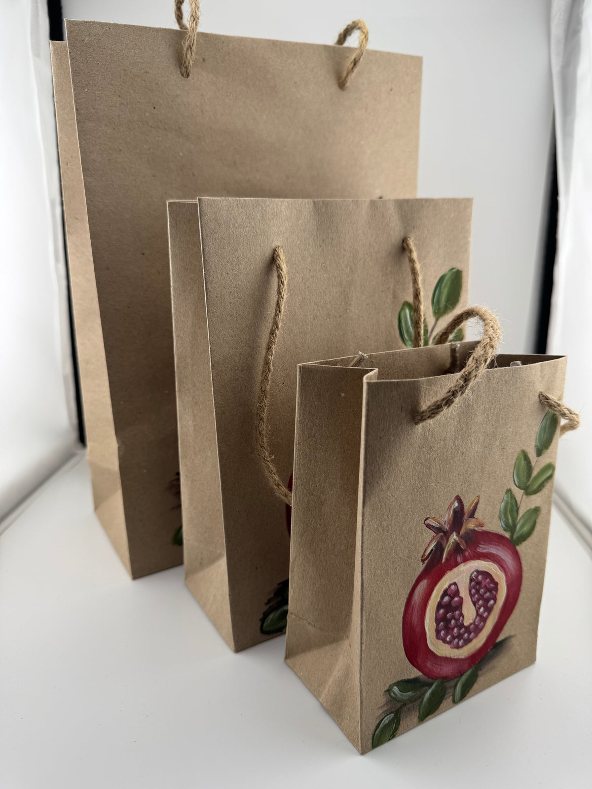 Hand Painted Pomegranate Paper Gift Bags