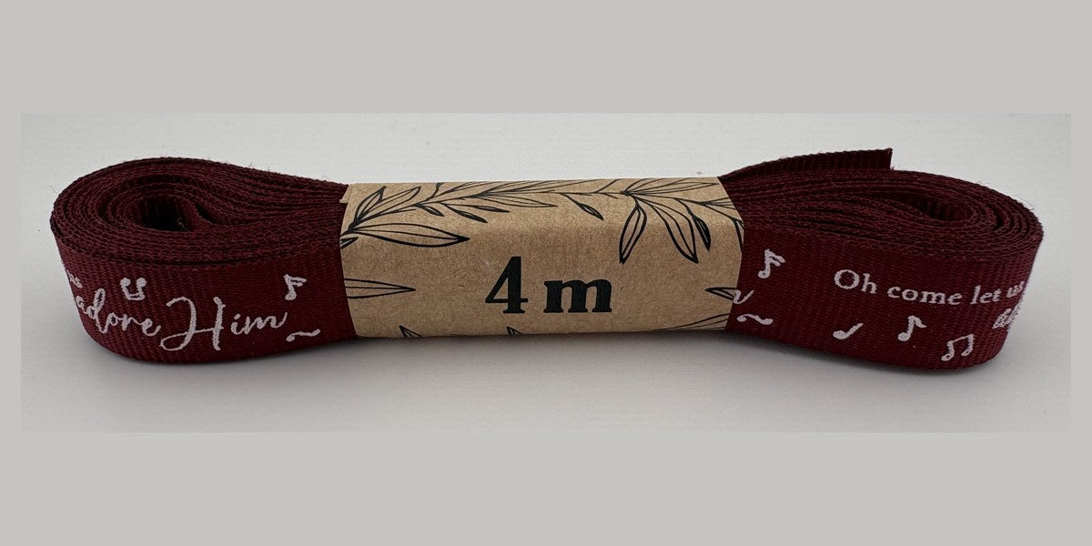 O Come Let Us Adore Him - White On Maroon