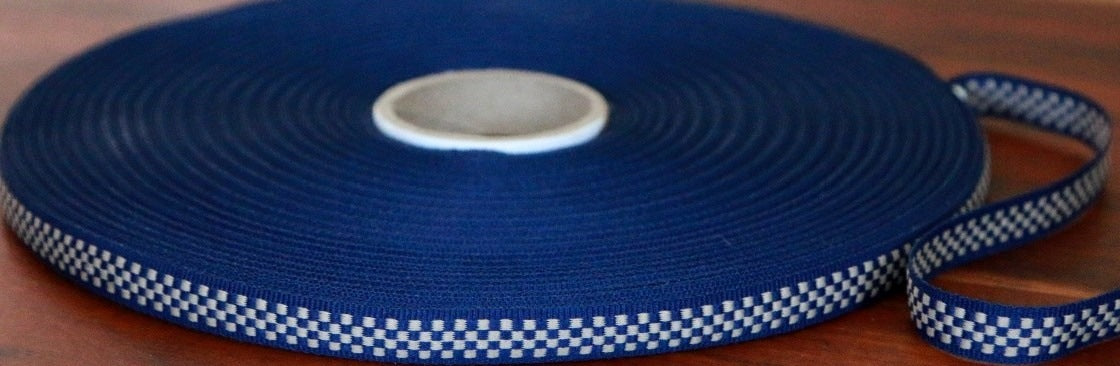 Navy Blue And Beige Checkered Ribbon