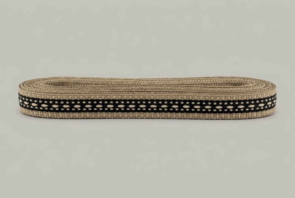 Beige With Black Centre And Light Cream Stitching