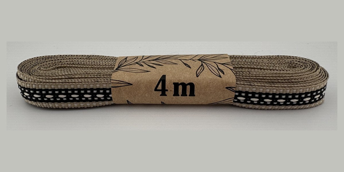Beige With Black Centre And Light Cream Stitching