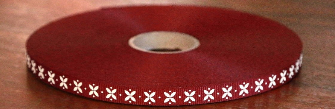 Flower Pattern - Light Cream On Maroon Red