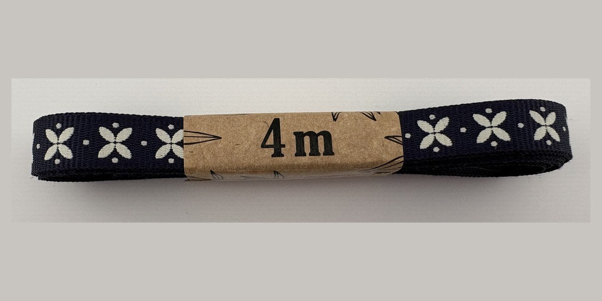 Flower Pattern - Light Cream On Navy