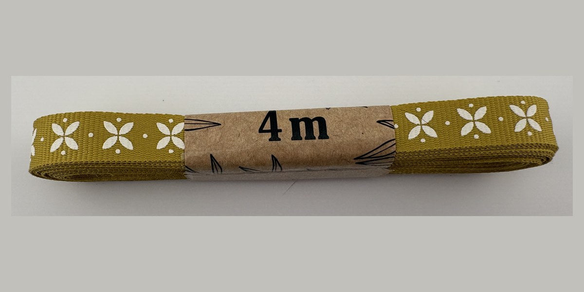Flower Pattern - White On Mustard