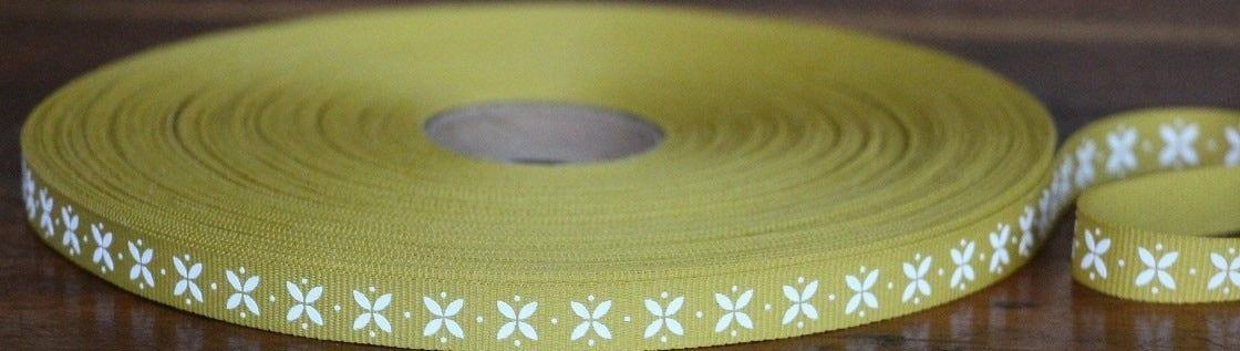 Flower Pattern - White On Mustard