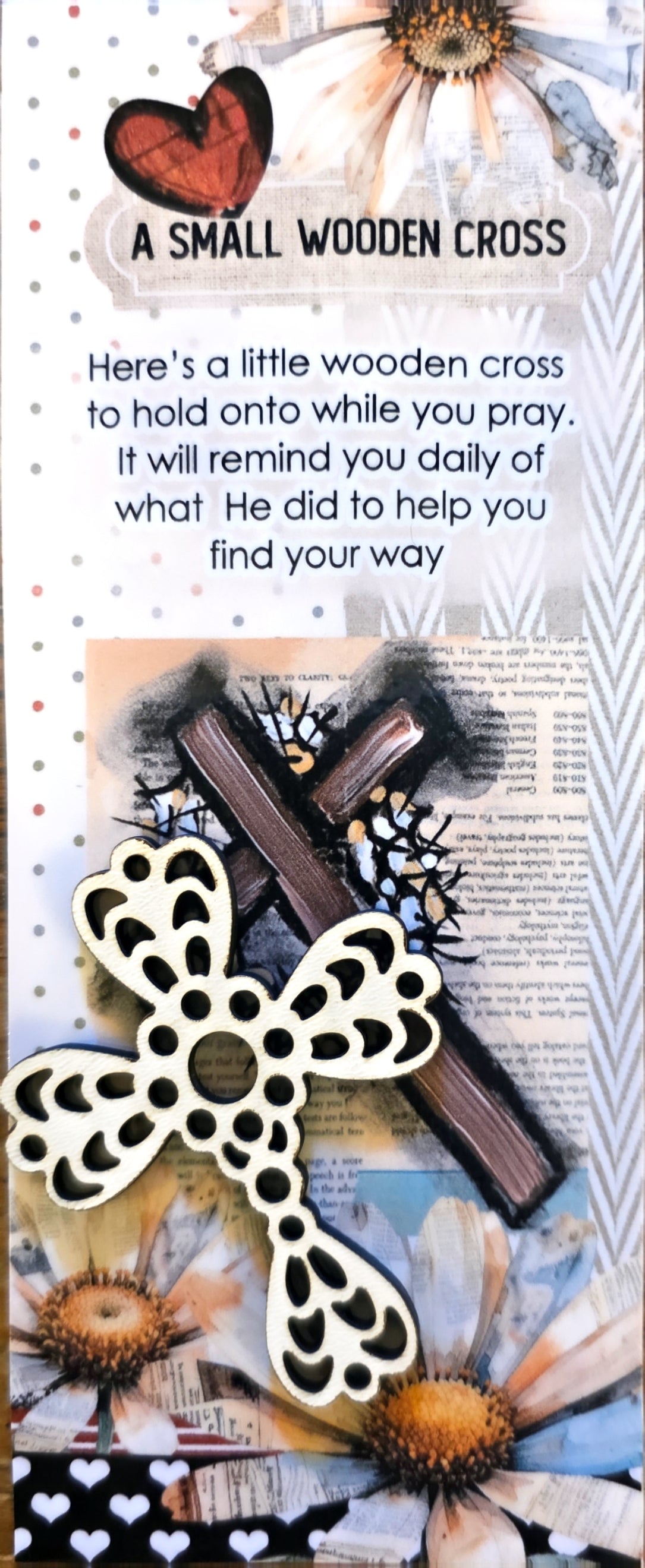 Small wooden cross card