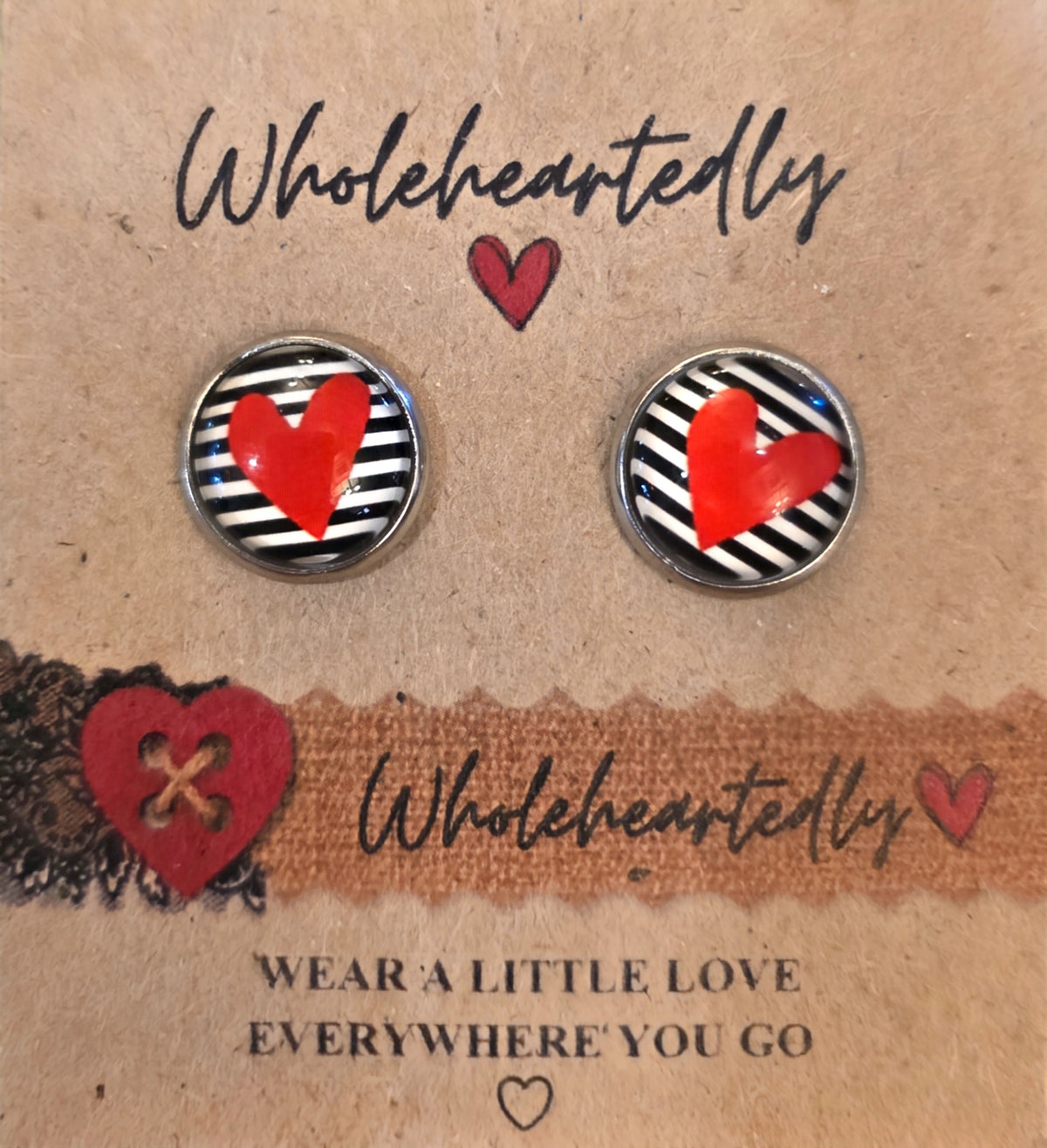Red heart earings