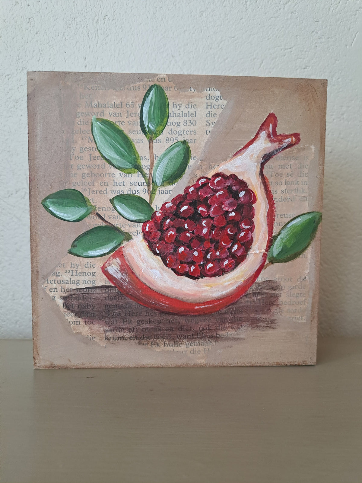 Square plaque - whole pomegranate 15 x 15 cm