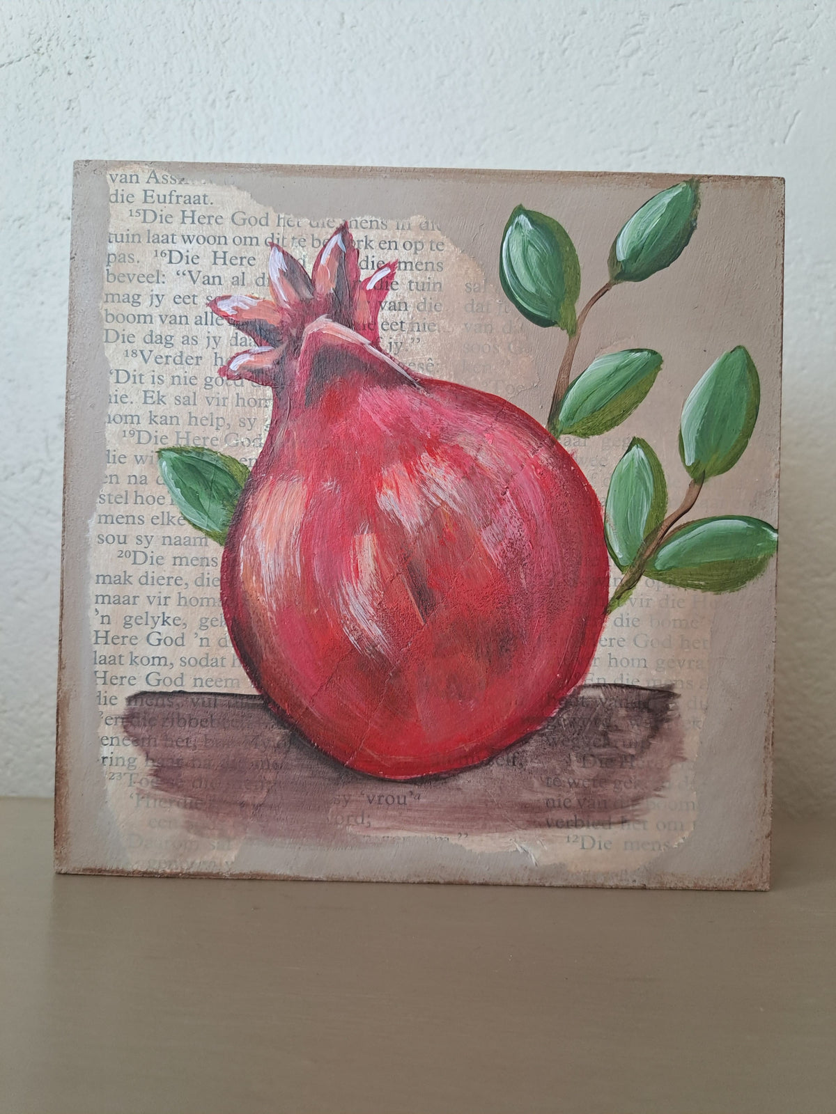 Square plaque - whole pomegranate 15 x 15 cm