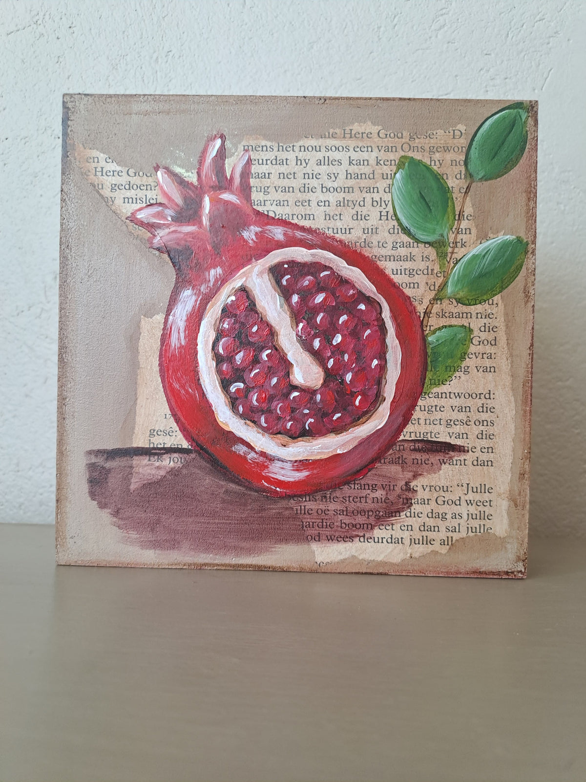 Square plaque - pomegranate slice 15 x15 cm