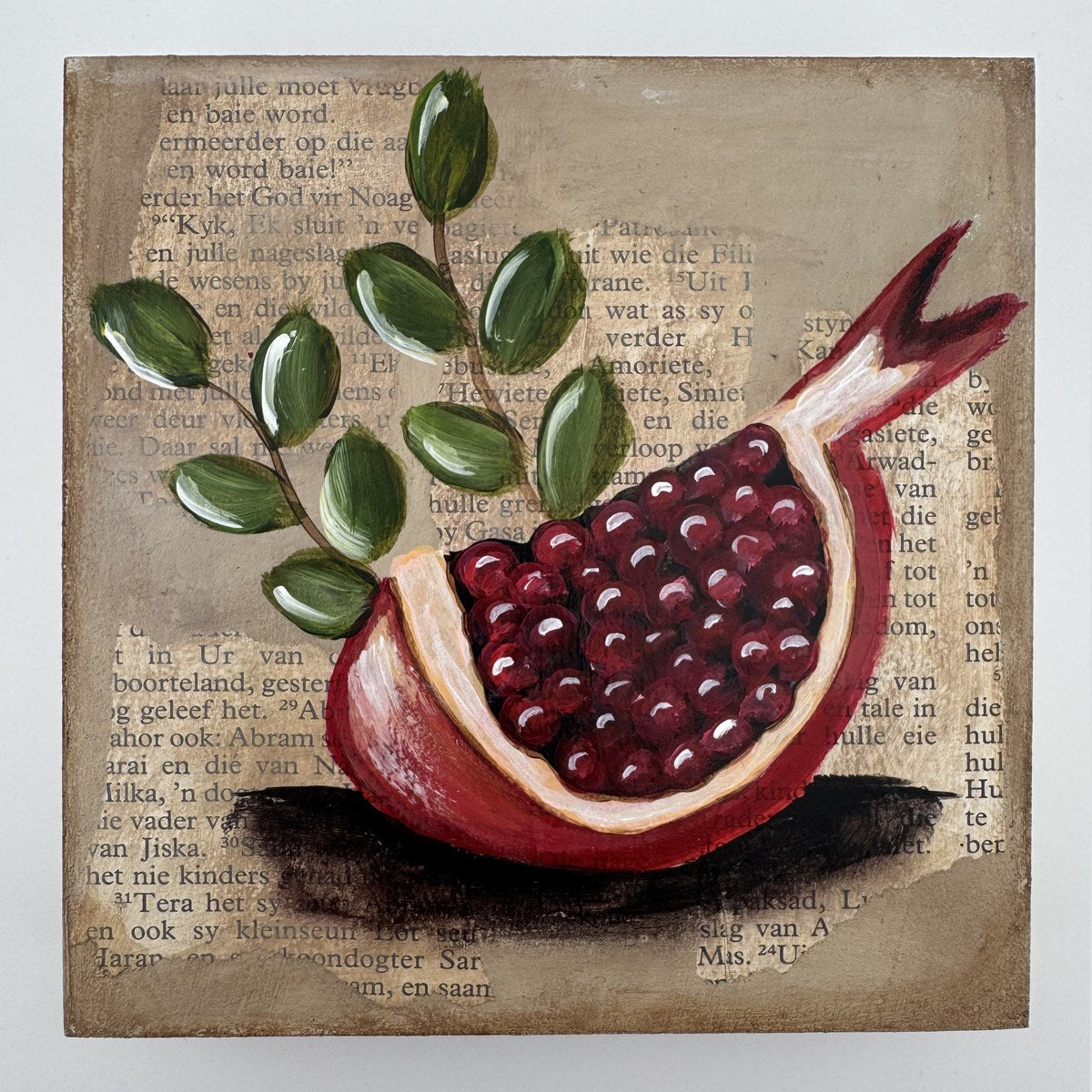 Square plaque - pomegranate slice 15 x15 cm