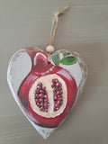 Heart hanger - halved pomegranate