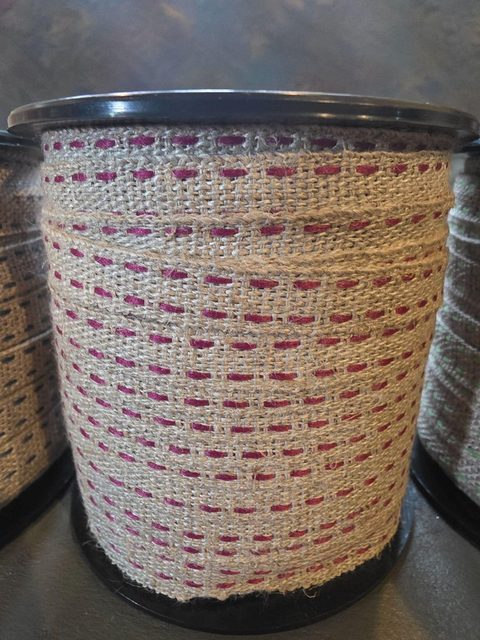 Linen With Magenta Saddle Stitch