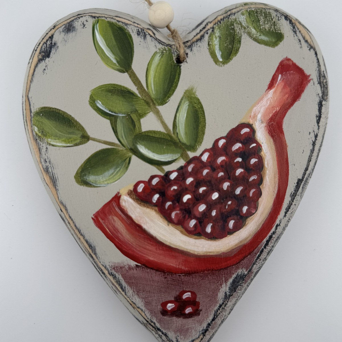 Heart hanging med - pomegranate