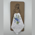 Card - embroidered handkerchief lady